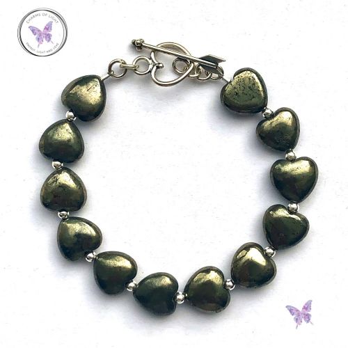 Pyrite Hearts Healing Bracelet